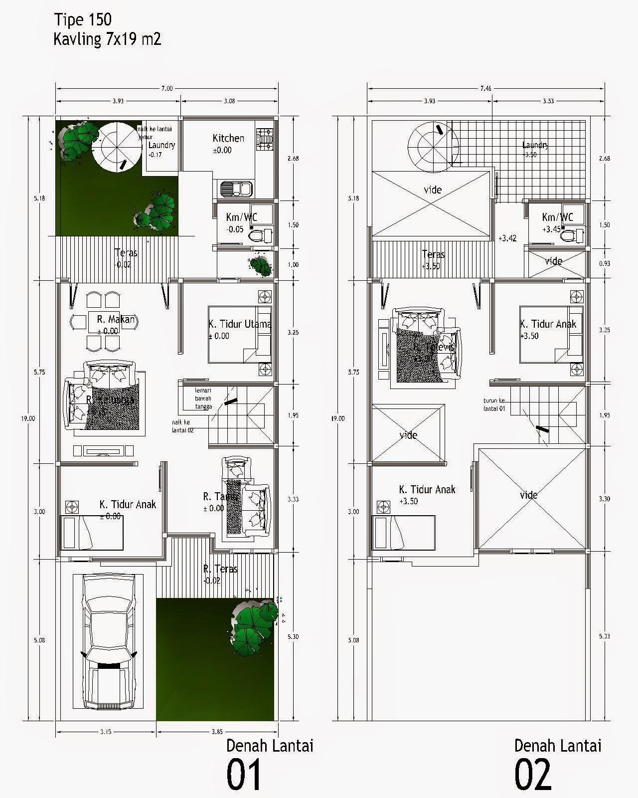 Denah Rumah Minimalis 2 Lantai Type 70 - Gambar Design Rumah - Denah Rumah Type 70 2 Lantai