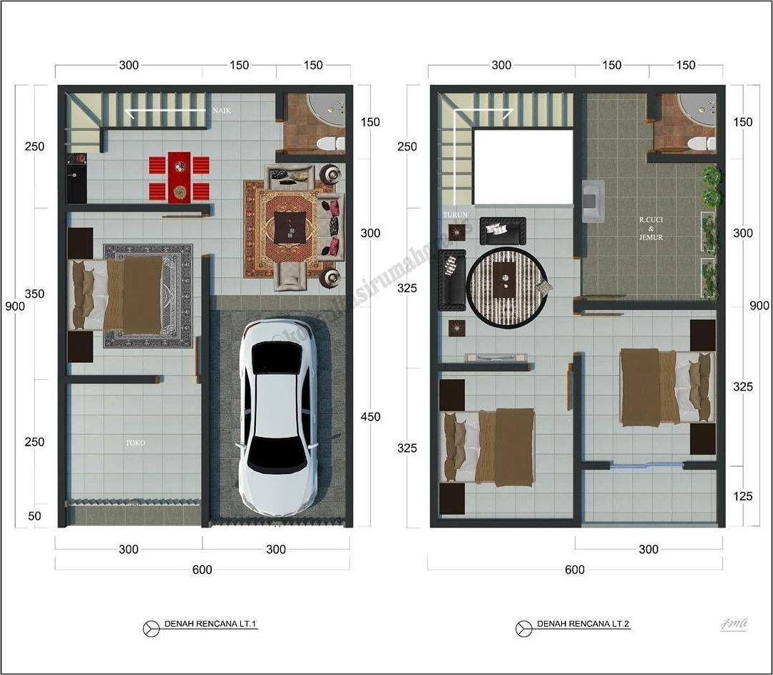 Denah Rumah Minimalis Tingkat 2 - Gambar Design Rumah