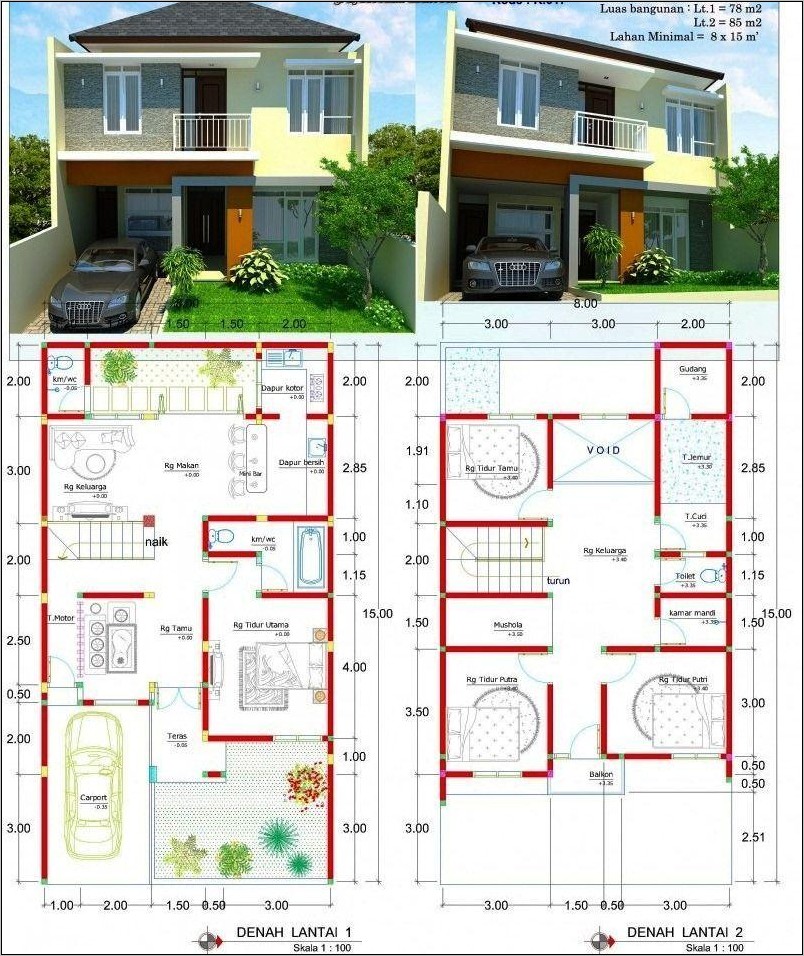 Desain Rumah Minimalis 2 Lantai 6x12 Dan Biayanya - Gambar Design Rumah