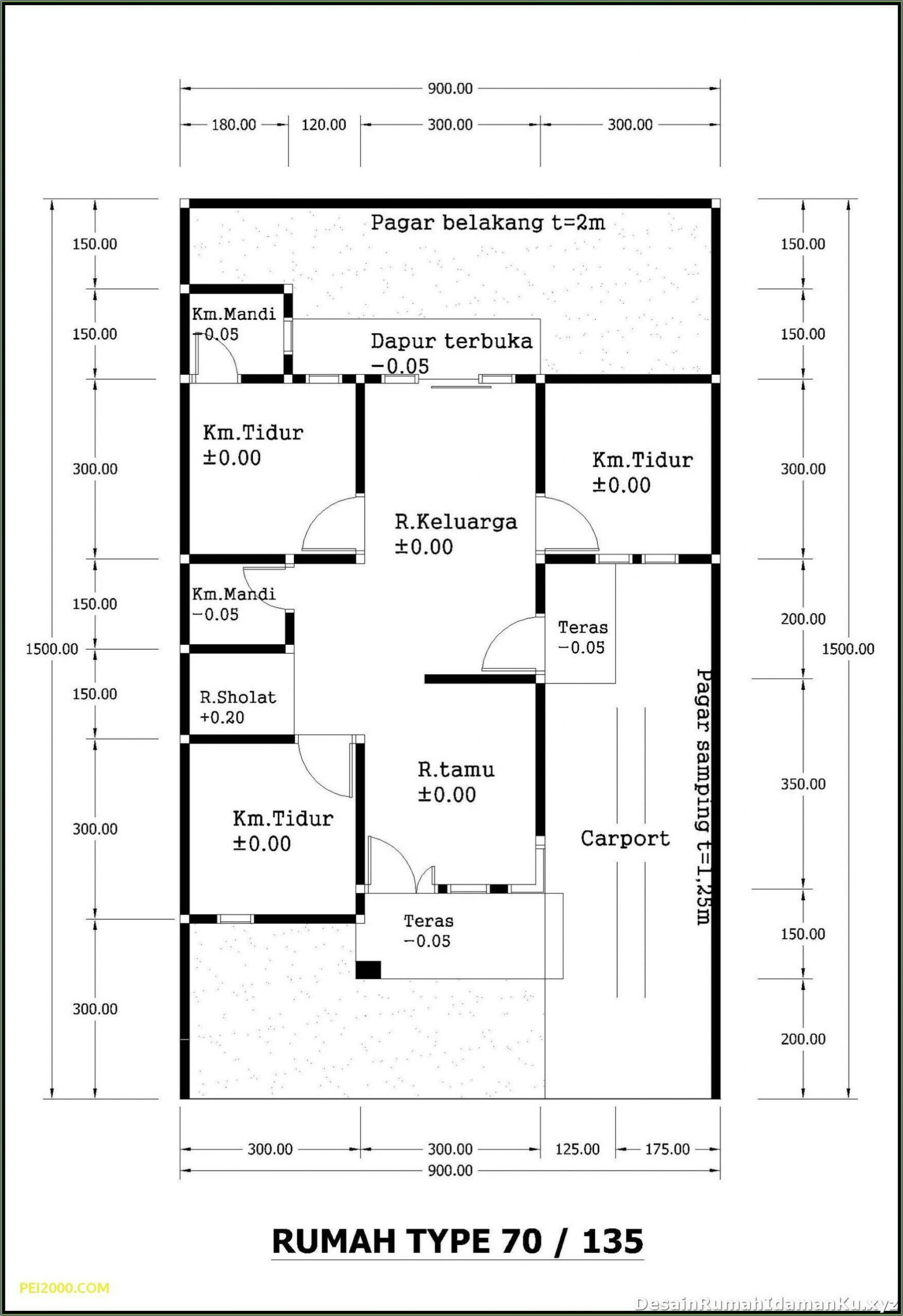 Denah Rumah 6x10 Dengan 3 Kamar Tidur - Gambar Design Rumah - Denah Rumah Ukuran 6x10 3 Kamar Tidur