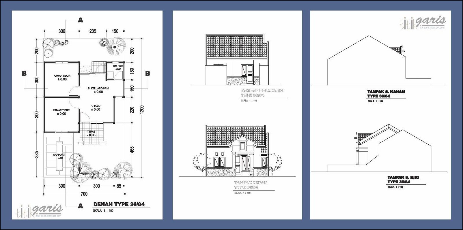 Denah Tampak Potongan Rumah Minimalis - Gambar Design Rumah - Denah Rumah Type 36 Beserta Tampak Dan Potongan