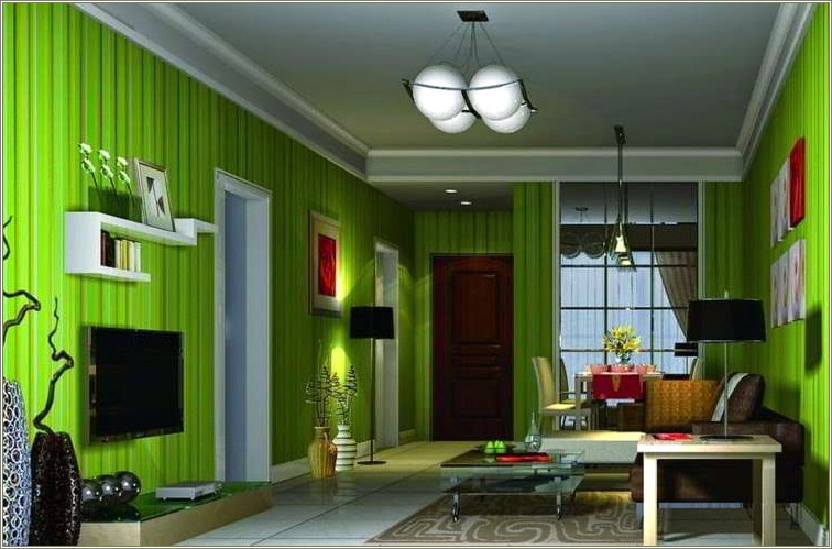 desain kamar tidur pakai wallpaper, wallpaper dinding ruang tamu hijau