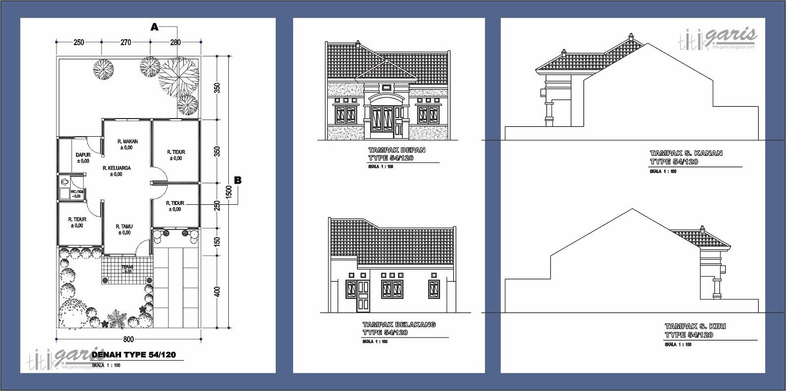 Gambar Denah Tampak Dan Potongan Rumah Sederhana - Gambar Design Rumah - Denah Tampak Potongan Rumah 1 Lantai